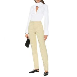 $1,050 NWOT NEW Jil Sander Straight Leg Cotton Pants Beige Made in Italy Size 36